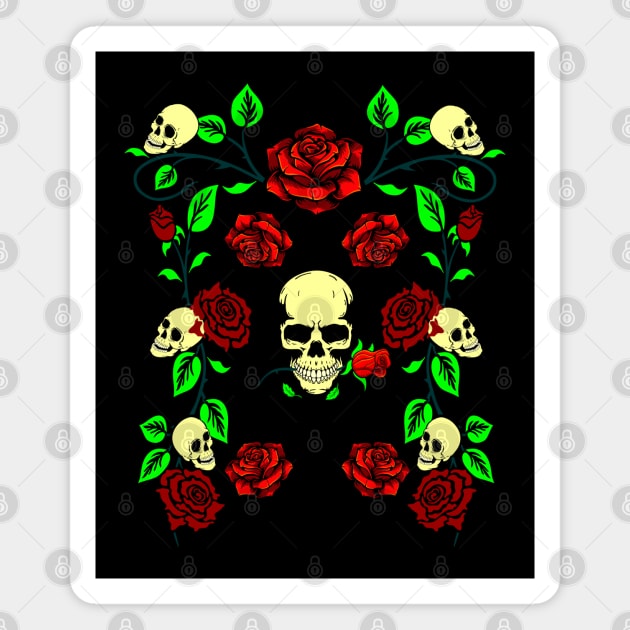 Skull N Roses Ornament Magnet by Korvus78